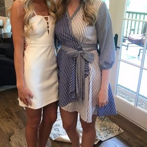 Blue and white striped wrap dress, size medium. Great condition.